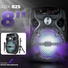 8" Subwoofer Portable Wireless FM Bluetooth Speaker With Tripod Stand Mic Remote
