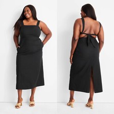 Size 22 - Womens Sleeveless Tie-Back Midi Dress - Future Collective - Black
