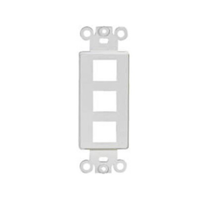 3-Port Decora Style Keystone Jack Wall Plate Insert Triple Hole - White