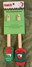 New Peanuts Silicone Spatula & Spoon Set Christmas Holiday Snoopy Lg Heavy Duty