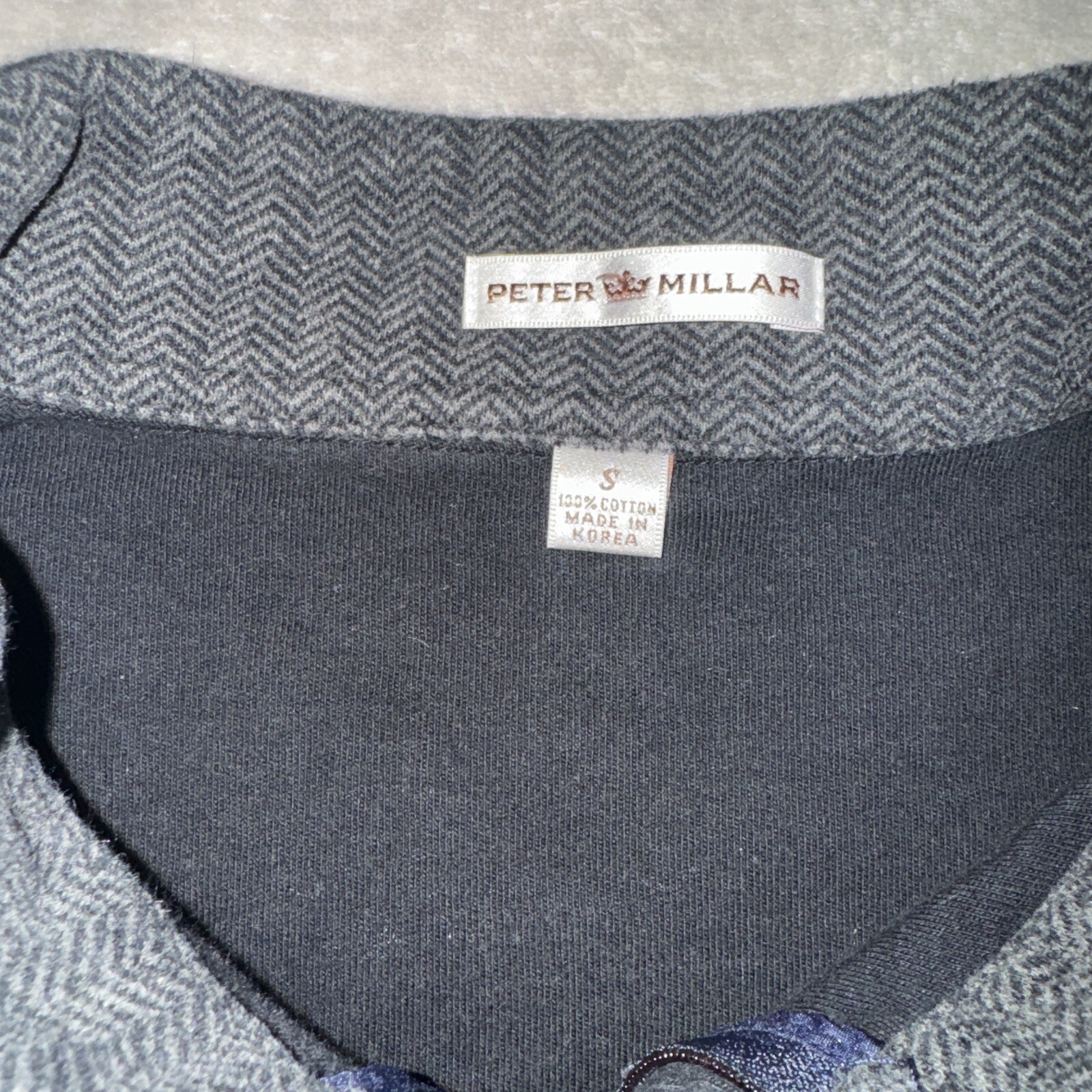 Peter Millar Mens S Black Sweater Knit Mock Neck  1/4 Zip Pullover Top
