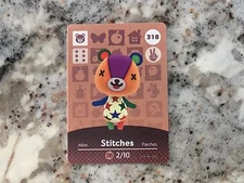 STITCHES 318 !SUPER SPECIAL! Animal Crossing Amiibo Authentic Nintendo Mint Card