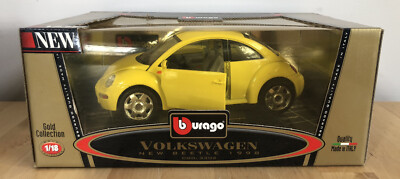 Vintage Burago Spa Gold Collection 1/18 Scale Volkswagen Black New Beetle 1998