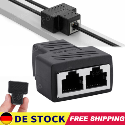 RJ45 Y Splitter Verlängerung Coupler Adapter Netzwerk LAN Ethernet Verteiler DE