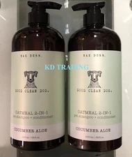 (2-Pk) RAE DUNN OATMEAL Almond PET Soothing SHAMPOO + CONDITIONER Cucumber Aloe 