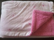 Hudson Baby Girl Pink White Flower Blanket Plush Sherpa 30"x40" Security lovey
