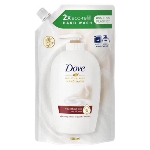 Dove Moisturising Liquid HandWash Refill Nourishing Silk 500ml x 2