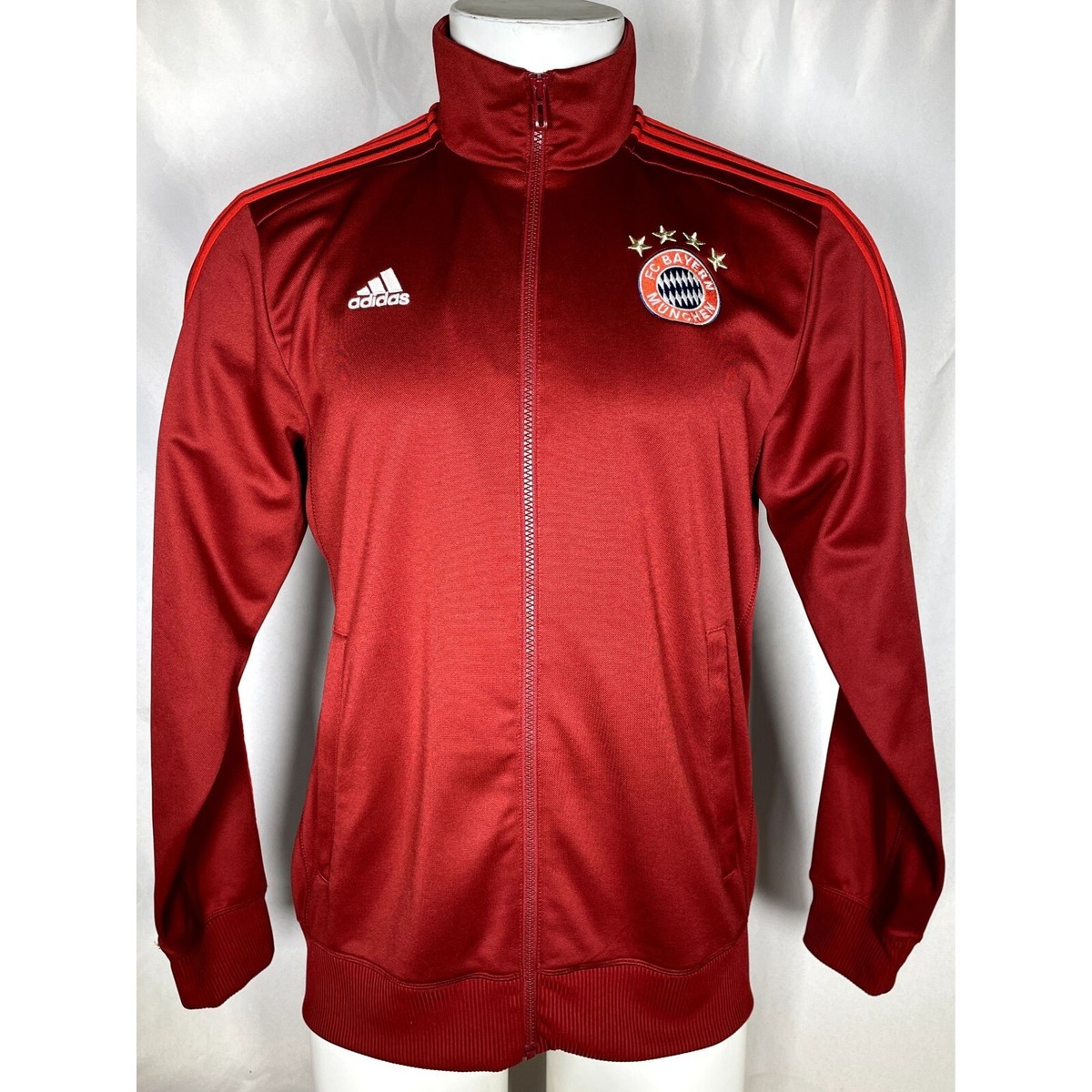 Bayern Munich adidas Red Full Zip Logo Anthem Track Jacket Men's