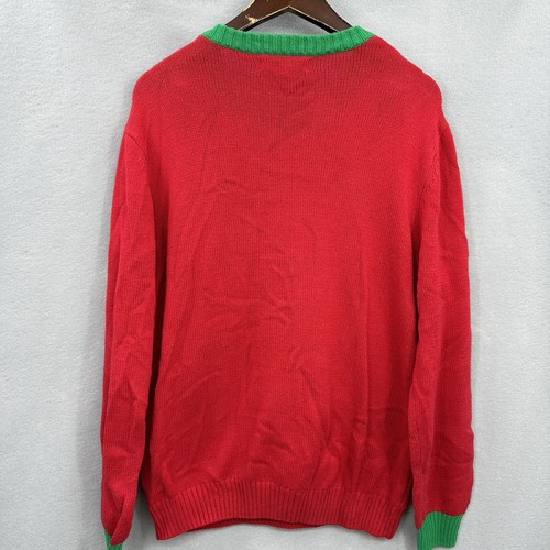 Holiday Ugly Christmas Sweater Mens Large Pom Pom Party Grannycore LLAma - Picture 8 of 11