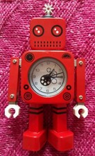 Red Robot Futuristic Alarm Clock with Adjustable Arms