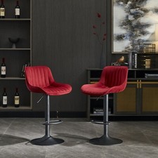 Set of 2 Swivel Bar Stools Bar Chair Adjustable Counter Height Dining Chair Red