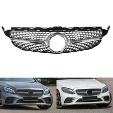 For 2018-2022 Mercedes C-Class W205 C220 d Chrome Front Radiator Diamond Grille