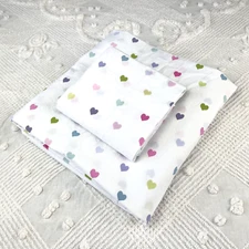 Pottery Barn Multi Color Hearts 100% Cotton TWIN FLAT Sheet and PILLOWCASE
