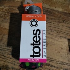 TOTES MICRO MINI MANUAL OPEN UMBRELLA, NEVERWET TECHNOLOGY MULTICOLOR NEW