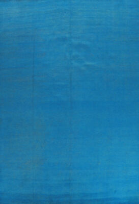 Sky Blue Solid Wool Gabbeh Vegetable Dye Large Rug 10x14 Hand-made Modern Carpet