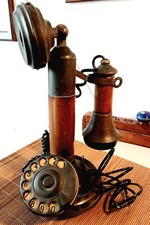 TELEFONO ANTICO DA TAVOLO IN LEGNO STILE D'EPOCA ANTIQUARIATO DA ESPOSIZIONE
