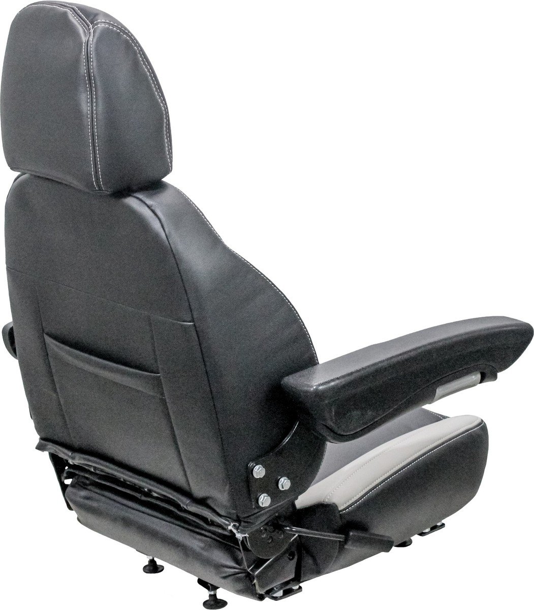 Grey Vinyl Universal Mower Seat w/ Armrests - Scag, Dixon, Exmark
