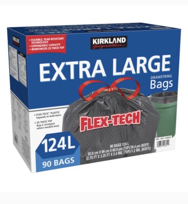 KIRKLAND SIGNATURE FLEX-TECH KORDELZUG KÜCHE XL ABFALLEIMER 90 TÜTEN NEU