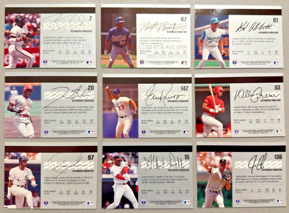 Tarjetas de béisbol de estudio 1995. ¡Lote de 20! Oro y platino incluidos. Foto 4 de 4