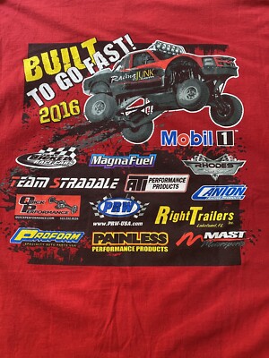 Racing Junk 2 Sided Built to go Fast Monster Truck T Shirt Mens 3 XL Racing Red