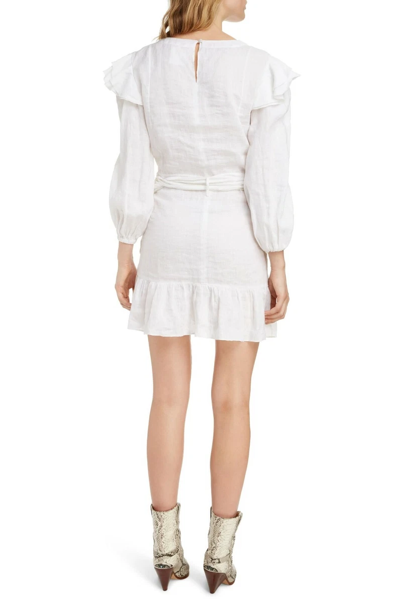 ISABEL MARANT Etoile White Linen Cotton Lined TELICIA Ruffle Dress