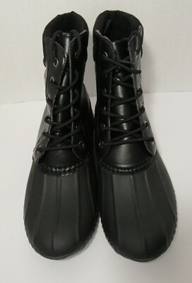 American Exchange Mens Waterproof Rubber Sole Rain Boots, Black