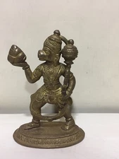 Hanuman Monkey God balaji 5"/3" Rare Brass Statue Diety Idol Hindu India 0.6kg
