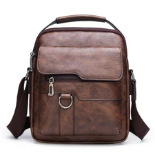 Men's Vintage Sling Bag Business Office PU Leather Crossbody Bag