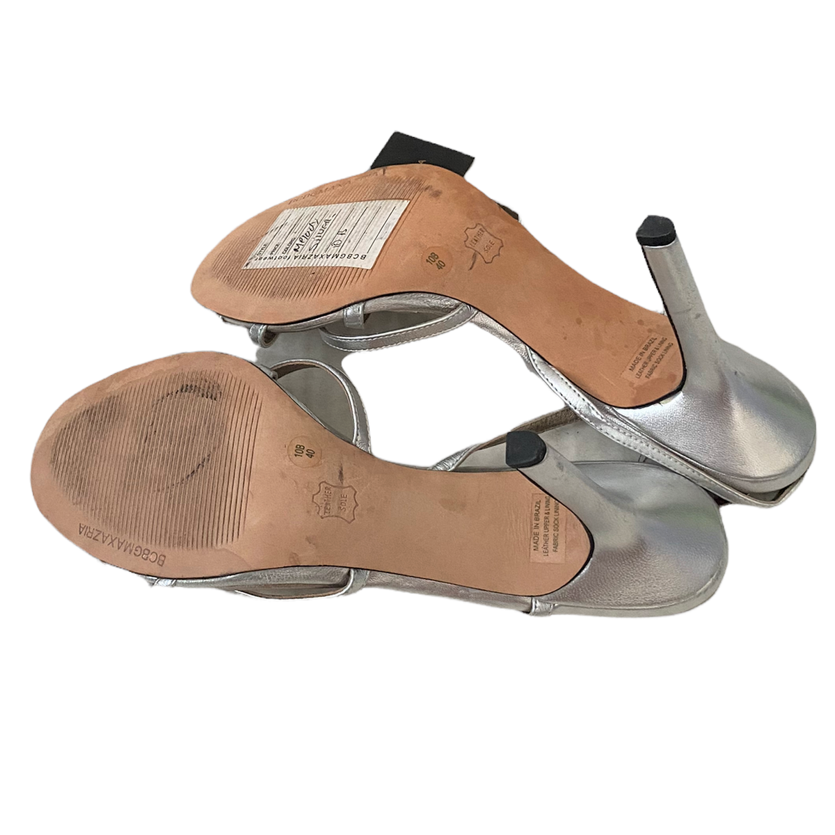 BCBG Max Azria Womens Sandals Heels Size 10B Silver Strap