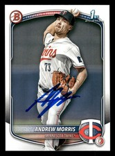 Andrew Morris Minnesota Twins IP Signed Autographed 2025 Bowman Prospects #90