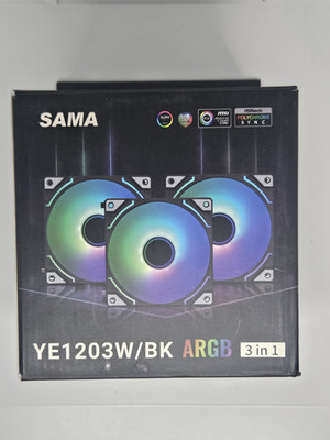 SAMA YE1203W PWM ARGB Case Fans 120mm White 3xpack High Airflow Low Noise