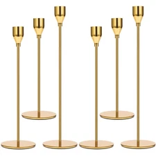 Set of 6 Gold Candlestick Holders Taper Candle Holders Candle Holders Decorat...