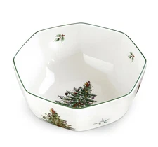 Christmas Tree Octagonal Bowl - 8-Inch Serving Bowl for Salad, Fruit, Pasta a...