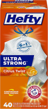 Hefty Ultra Strong Tall Kitchen Trash Bags, Citrus Twist Scent, 13 Gallon, 40 Co