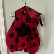 Girls Ladybug Dress Up Costume Red/Black Polka Dot Hooded Padded