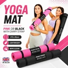 Yoga Mat 3mm 173x61cm Exercise Gym Pilates Fitness Camping Picnic Carry Strap UK