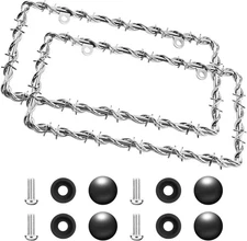 2Pcs Barbed Wire Design License Plate Frame, Chain Plate Frame Supplies Comes wi