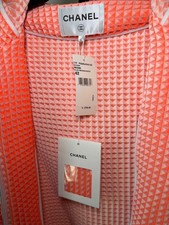 New Chanel Spring 2017 Fluo Orange White Geometric3D Quilted Blouson Jacket
