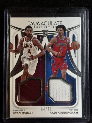 2021-22 Immaculate Cade Cunningham Evan Mobley Rookie Dual Jersey Patch /75