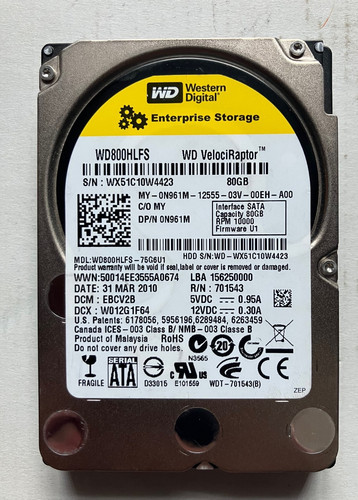WD VelociRaptor WD800HLFS 80GB SATA 2.5" HDD OHNE IcePack