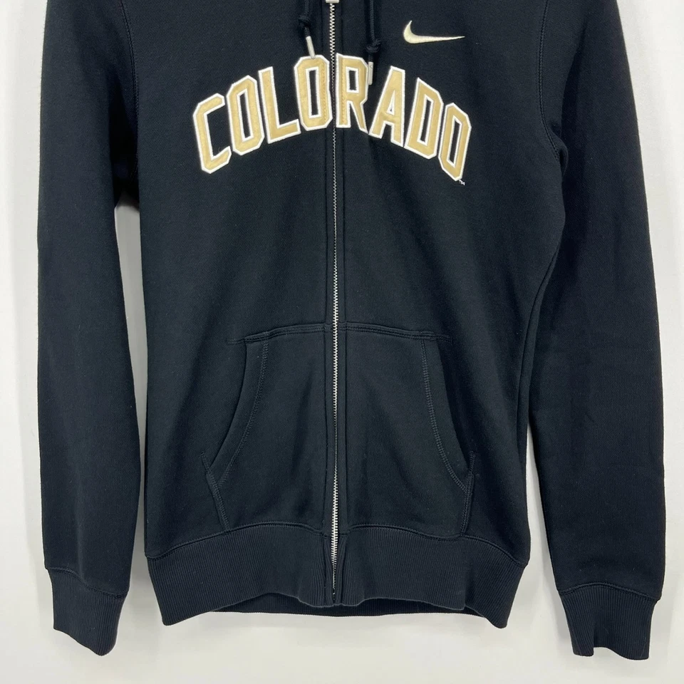 Nike Full Colorado Buffaloes Zip Hoodie Women's Size M Black Gold NCAA Vtg Y2K - Image 3 of 4