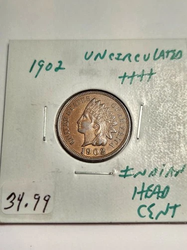 1902 UNC+++ Indian Head Cent Scarce This Nice