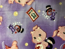 CARE BEAR MAGIC SHOW LOVE A LOT BEAR LILAC FLEECE FABRIC BTY