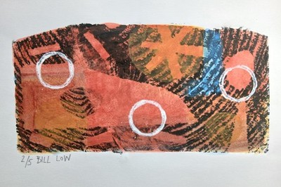 Unique original artist's print signed Bill Low abstract landscape with star