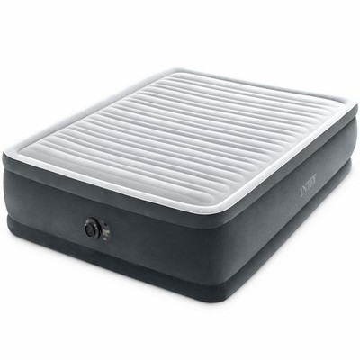 INTEX Dura-Beam Deluxe 18'' Queen Size Air Mattress with Built-in Queen, Grey