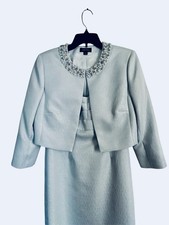 Tahari Arthur S Levine Long Dress With Jacket New With Tag Ice Blue With Bling 8