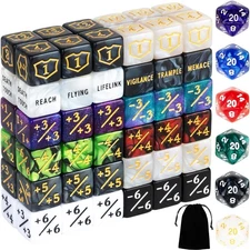 78 Pieces MTG Dice Counters Bulk Life Keyword Counter Dice Set Plus 1/+1 Buff Ab