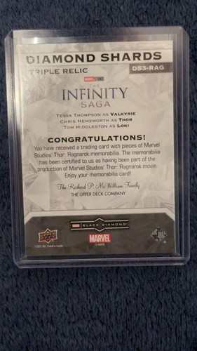 2021 Upper Deck Marvel Black Diamond Shards triple relic THOR/LOKI/VALKYRIE DS3 - Picture 2 of 2