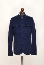 Pretty Green Lennon Jacket Mens Medium Navy Button Up Corduroy Military Oasis