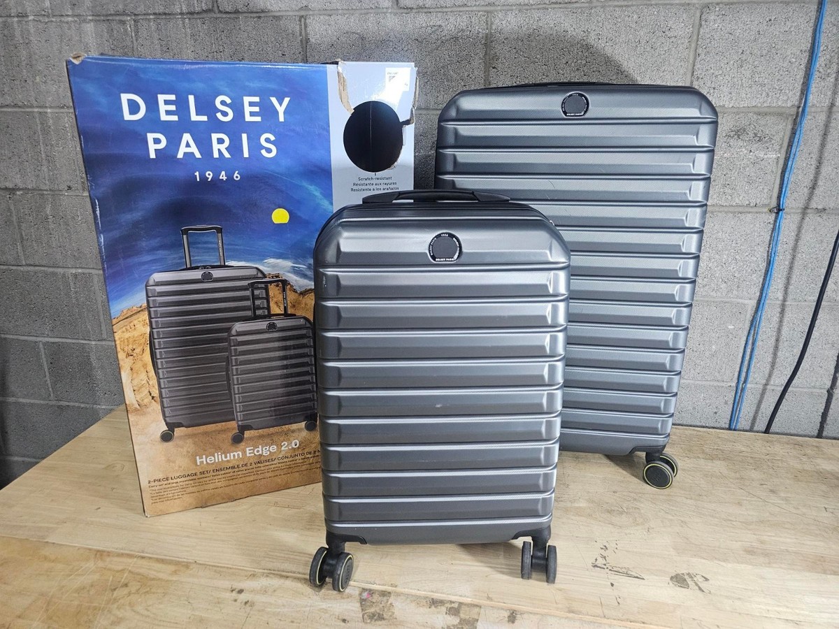 2 PCE SILVER - Delsey Helium Edge Hardsided Luggage Suitcase Set